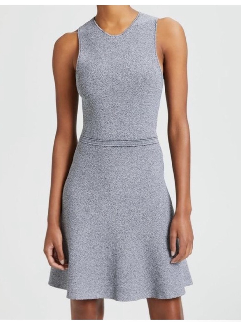 Theory Heather Gray Sleeveless Knit Fit-and-Flare Dress